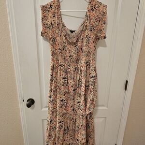 Torrid Floral Print Midi Dress - Pink and Black